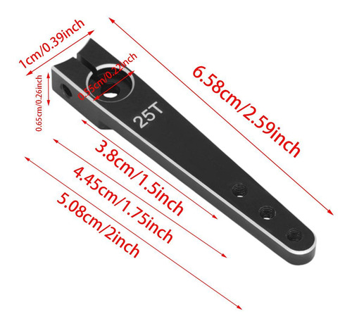 Brazo Servo De Metal De 25 T, Brazo Servo Negro 2 Pulgadas