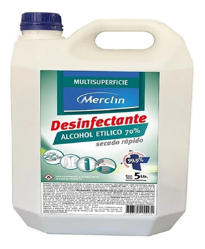 Alcohol Liquido %70 5l Antibacterial Certificado Anmat