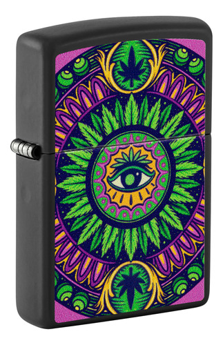 Mechero De Bolsillo Zippo Black Light Con Estampado De Canna