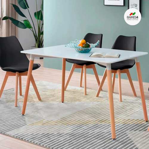 Juego De Comedor Mesa Eames 140x80 +4 Sillas Tulip | Contado