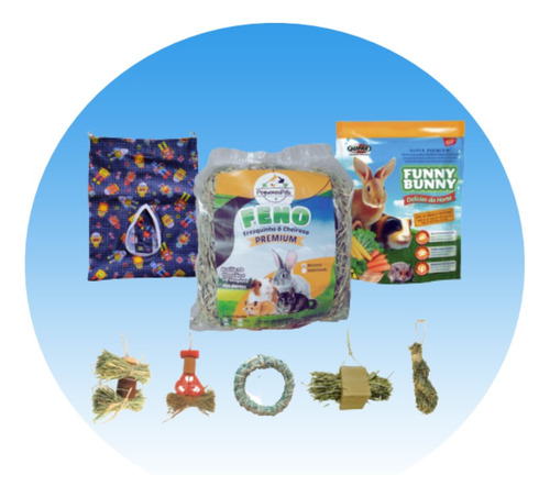 Kit Feno, Ração, Porta-feno P/ Coelhos, Porquinho Da Índia