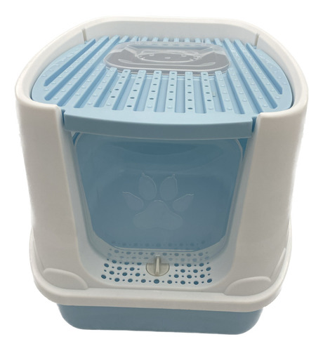 Banheiro De Gato Fechado Com Porta E Pá Inclusa Cor Azul-celeste