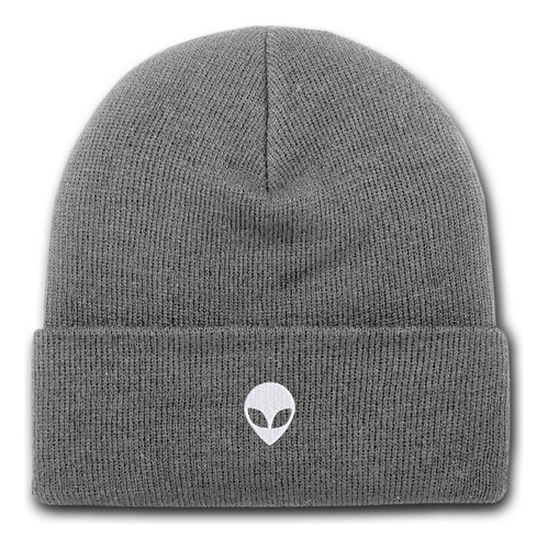 Gorro Lana Rocky Gris Bordado Ovni Alien Extraterrestre