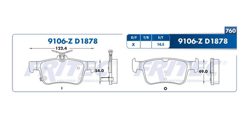 Imagen 2 de 5 de Balatas Traseras Honda Civic 1.5l 2016-2019 Fritec