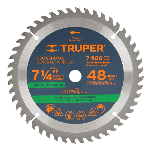 Sierra Circular 48 D.7-1/4 X 5/8 Truper 18317