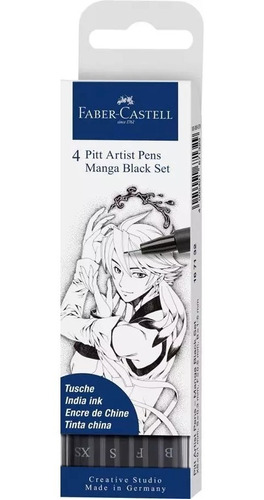 Marcadores Pitt Artist Manga Black  X 4 Faber Castell