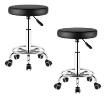 Comprar 2 Bancos Taburetes Giratorios Salón Spa Studio Ouo Lt00517x2 Estructura Gris Asiento Negro
