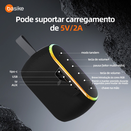 Caixa De Som 40w Portatil Bluetooth Tws Potente Ipx6 Com Rgb
