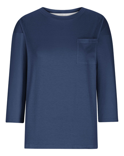 Top Casual Con Bolsillo Para Mujer, Color Liso, Cuello Redon