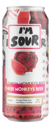 Cerveja artesanal Three Monkeys I'm Sour Sour lata 473ml