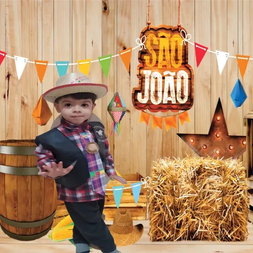 Sombrero de paja para niños Fiesta Junina Malandinhos Panama