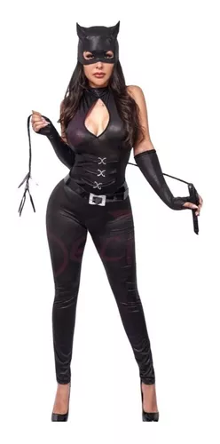  Gejoy Conjunto de disfraz de látigo Catwoman, incluye látigo  negro, máscara de oreja de gato y guante de cuero para Halloween, juego de  látigo, juego de rol, talla M : Ropa