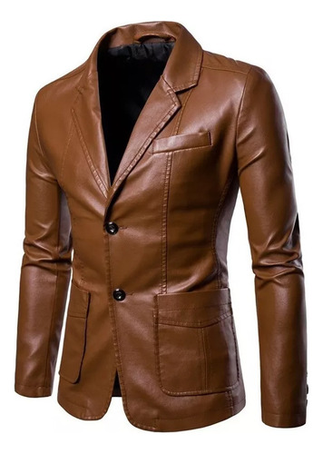 Nueva Chaqueta De Cuero Para Hombre Slim Fit Pu Western