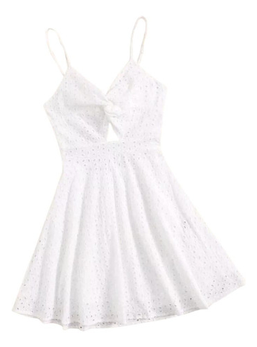 Vestido Corto Acampanado Otoño  Juvenil Blanco  