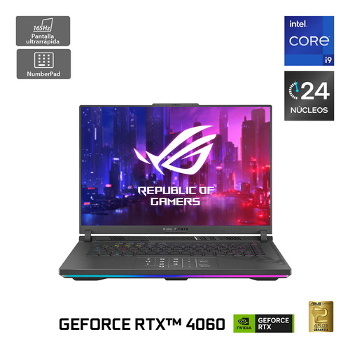 Notebook Gamer Rog Strix G16 Intel® Core I9 De 24 Núcleos Nvidia Geforce Rtx 4060 16 Gb 1tb Ssd 165hz G614jvr-n3031w