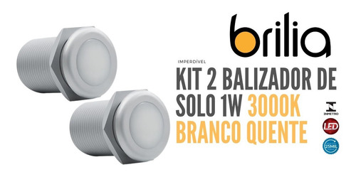 Imagem 1 de 5 de Kit Com 2 Balizador De Solo Led 1w Brilia 3000k