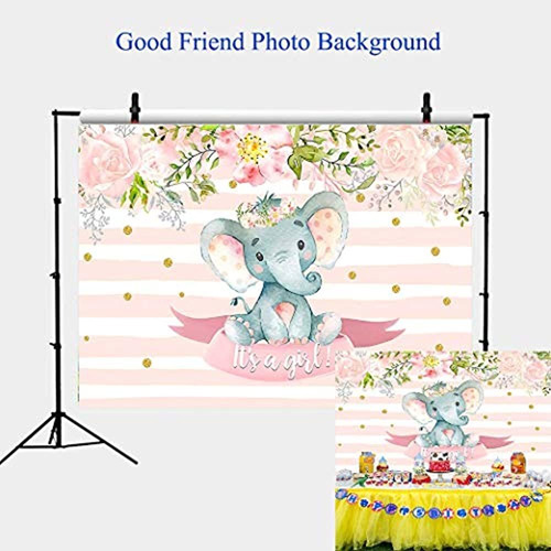 Telón De Fondo De Elefante Para Niña Baby Shower Flores Rosa | Envío gratis