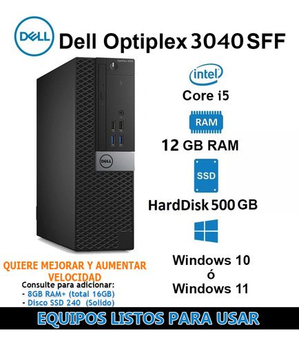 Dell Optiplex 3040 I5 12gb Ram 500gb Hdd Cpu - Negro (Usado)