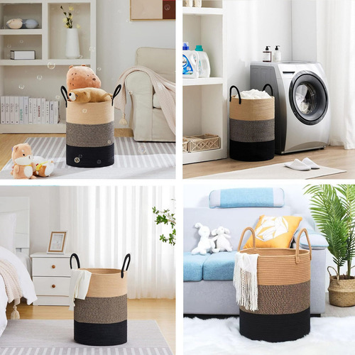 2pack 58l Grande Cesta De Lavandería De Cuerda Tejida Con