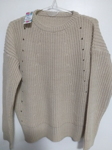 Sweater Grueso Punto Inglés Calado Lana Mohair Envió Gratis