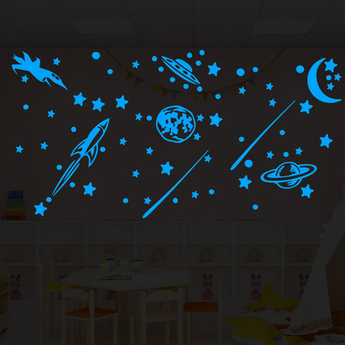 Adhesivos Redondos Con Estrellas Que Brillan En La Pared, Lu