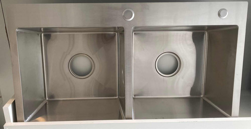 Pileta Doble Cocina Sobreponer Doble Recta Cromo 304 Acra