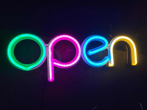 Cartel Neón Led Open