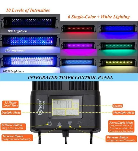 Lámpara Acuario Plantado Led 48w Hygger Extensible 75-90cm