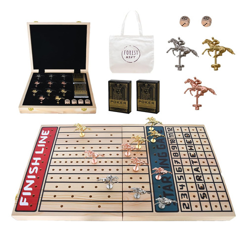 Juego De Mesa De Carreras De Caballos Plegable Con 11 Caball