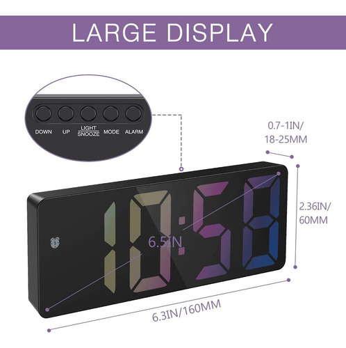 Reloj Despertador Digital Led De 16 Cm Con Repetición Y Cont