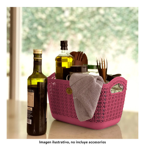 Set 3 Canastas Mitril Med Resistentes Organizadoras 18x19x29 Rosa Fuerte Mitril Med
