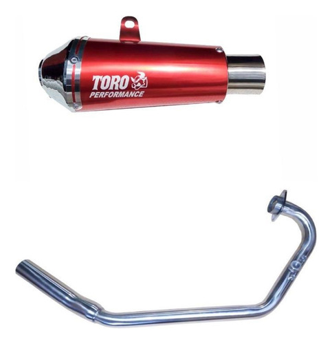 Escape Toro T-4 Vermelho + Curva Dimensionada Inox  Cb 300r