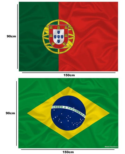 Bandeira De Portugal + Do Brasil Grandes Com Cores Fortes