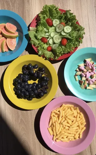 Jogo De Pratos Lote Colorido Merenda Petisco Comida Infantil