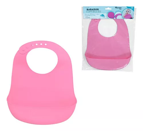 Babero para bebés Western Baby Babador Avental Babete D Silicone Impermeável  Bebê Ajustável color salmón / rosa babero de silicona ajustable diseño  babero de silicona ajustable con bolsillo recoge migajas