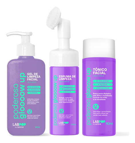 Kit Cuidado Facial Glow Up Limpeza Hidrata Labpop Labotrat