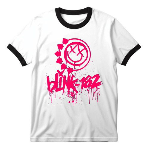 Playera Camiseta Ringer Blink 182 Logo