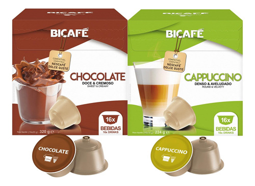 Kit 32 Cápsulas Lácteos Bicafé P/ Máquinas Dolce Gusto*_