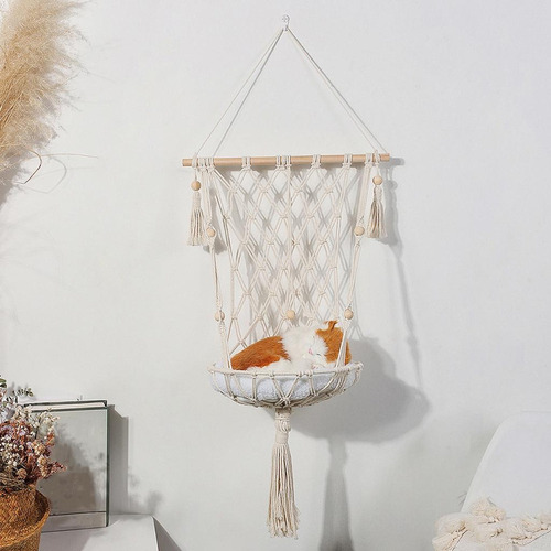 1 Gato Hamaca Macramé Accesorios For Mascotas Cuna Tejida A