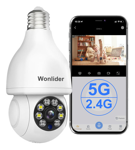 Camara De Seguridad Con Bombilla 5g, Ptz 360° Camaras Inalam