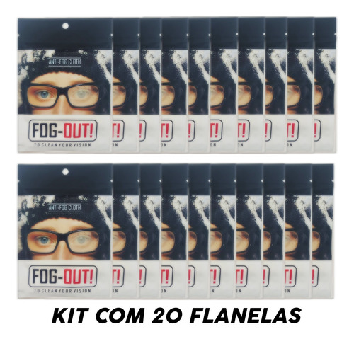 Imagem 1 de 5 de Kit 20 Flanela Antiembaçante Oculos Espelho Parabrisa