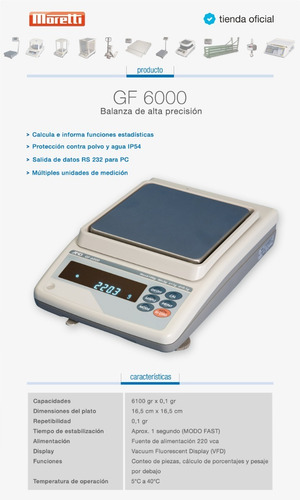 Balanza De Alta Precision And Gf 6100gr X 0,1gr