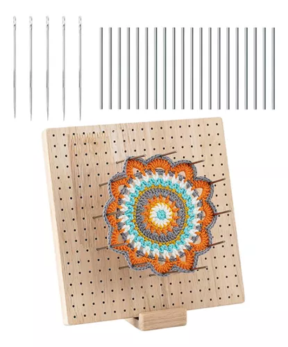 Tablero de Bloqueo para Granny Square, Wooden Blocking Board Crochet 20 x  20 cm, Tablero de
