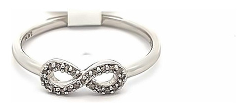 Anillo Infinito Para Mujer Oro Blanco 10k Con Diamante 7pts