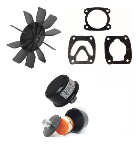 Filtro De Ar + Helice + Juntas P/ Compressor Motomil Cmi 7,6