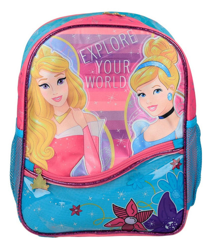 Mochila Princesas Aurora Cenicienta Explore Your World Estampado Rosa Azul Kinder 158743 Ruz