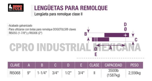 Lengüeta 1-1/4 Ii Caida 1-1/4 Alto 3/4 P