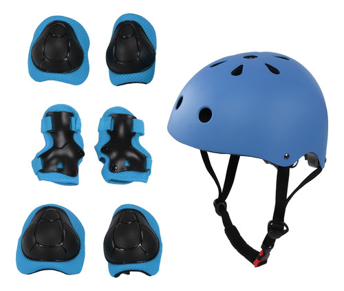 7 Unids/set Niños Casco De Seguridad Rodilleras Coderas Conj