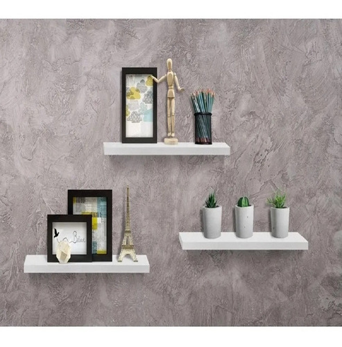 Imagem 2 de 4 de Kit 3 Prateleiras Retas Prat-k Decorare Branco 1,5x10x40cm