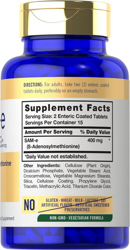Suplemento Carlyle SAM-e 400 mg de S-adenosilmetionina 30 T